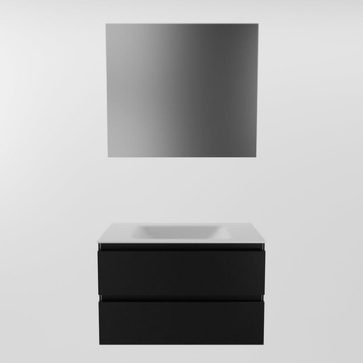 Mondiaz Aivy badmeubelset - 80x45x50cm - 0 kraangaten - 1 wasbak talc Solid surface - Midden - 2 lades - Met spiegel - MDF Urban