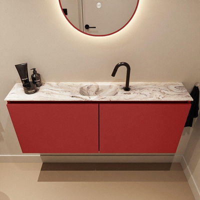 MONDIAZ TURE-DLUX 120cm toiletmeubel Fire. EDEN wastafel Glace positie midden. Met 1 kraangat.