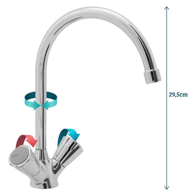 Venlo Nimbus II Laiton Céramique robinet de cuisine avec bec pivotant chrome
