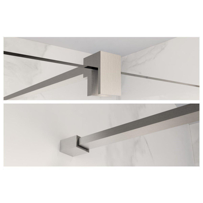 Fortifura Galeria barre de renfort rallongée 200cm pour douche à l'italienne - avec kit de fixation - Inox brossé