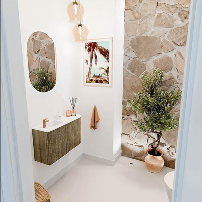 Mondiaz JOYA 71.6cm toiletmeubel - ronding rechts kleur Dusk - Wastafel FAYE positie Links 1 kraangat kleur Talc.