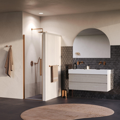 BRAUER Cosmic Nisdeur - 80x200 - draaiend - helder - glas omkeerbaar incl. glascoating - geborsteld koper PVD