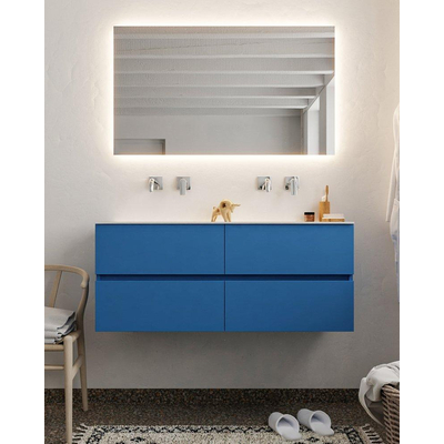 Mondiaz VICA ensemble de meuble de salle de bain - 120cm - meuble sous-vasque jeans - 4 tiroirs - lavabo cloud double - sans trou de robinet version XL 60cm de haut