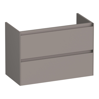 BRAUER Inspire wastafelonderkast ondiep 80 2 softclose lades - greeploos - 1 sifon uitsparing - mat taupe