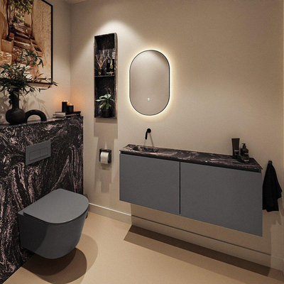 MONDIAZ TURE-DLUX Meuble toilette - 120cm - Dark Grey - EDEN - vasque Lava - position gauche - sans trou de robinet