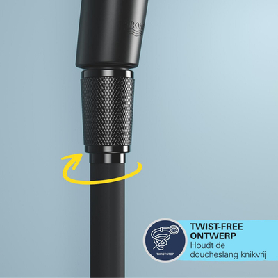 GROHE Vitalio Comfort 250 Quickfix Regendoucheset - 25cm - hoofddouche - vierkante handdouche - 2 straalsoorten - met badthermostaat - mat zwart