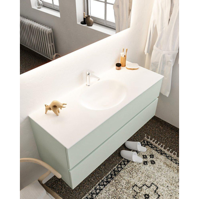 Mondiaz VICA ensemble de meuble de salle de bain - 120cm - meuble sous-vasque greey - 2 tiroirs - lavabo moon milieu - 1 trou de robinet - version XL 60cm haut