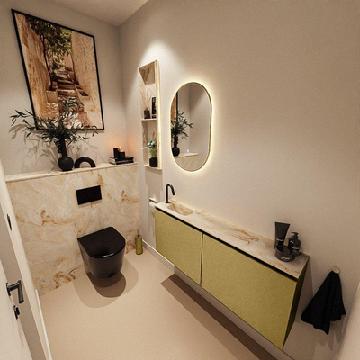 MONDIAZ TURE-DLUX 120cm toiletmeubel Oro. EDEN wastafel Frappe positie links. Met 1 kraangat.