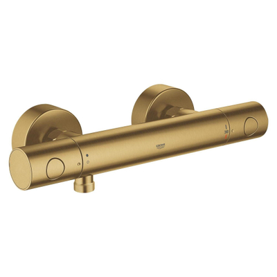 GROHE Grohtherm 1000 Smartactive Glijstangset - 90cm - met zeepschaal - thermostatische douchekraan - ronde handdouche - gladde slang - 125cm - geborsteld cool sunrise