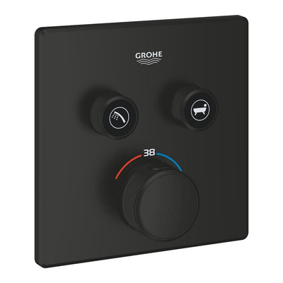 GROHE Grohtherm SmartControl afbouwdeel - vierkant - thermostatisch - 2 functies - mat zwart