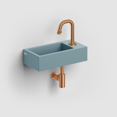 Clou Flush 3 lave-mains 36x18cm avec trou de robinet à droite bleu mat céramique