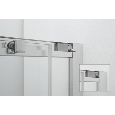 Crosswater Clear 6 kwartronde douchecabine met 1 schuifdeur 90x90x195cm 6mm helder veiligheidsglas zilver