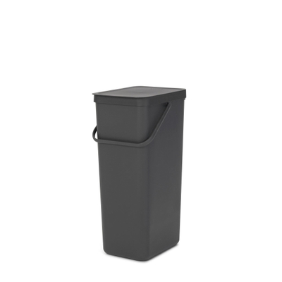 Brabantia Sort & Go Afvalemmer - 40 liter - hengsel - donker grijs