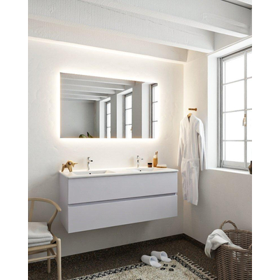 Mondiaz VICAB meuble de salle de bain - 120cm - meuble sous-vasque cale 2 tiroirs - lavabo denia double - 2 trous de robinet - miroir LED - version XL 60cm de haut