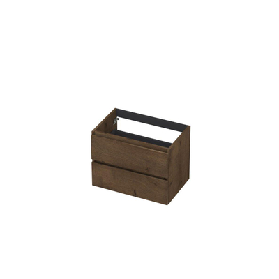 INK Wastafelonderkast - 70x45x52cm - 2 lades - greeploos - met houten keerlijst - MDF - Chocolate