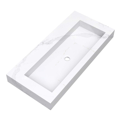 BRAUER Coral wastafel - 100x46x10cm - 1 wasbak - 0 kraangaten - composiet - marmerlook - Calacatta Gold
