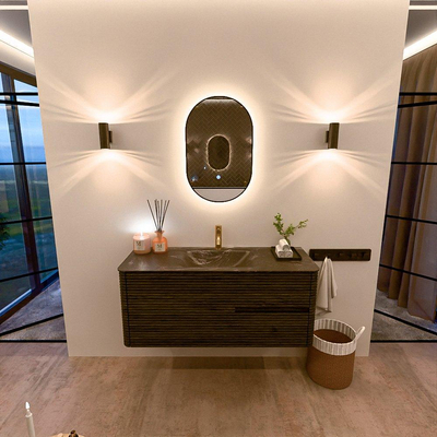 Mondiaz CIRO-DLUX Badkamermeubelset - 120x45x50cm - Solid surface wastafel Lava - 1 wasbak Midden - 1 kraangat - 2 lades - Shadow