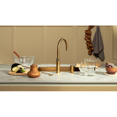 Quooker BE Fusion Round robinet d'eau bouillante - bec pivotant - réservoir Combi - Eau chaude / bouillante - Laiton patiné brillant