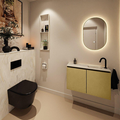 MONDIAZ TURE-DLUX Meuble de WC 80 cm Oro. EDEN lavabo Ostra position droite. Avec 1 trou de robinet.