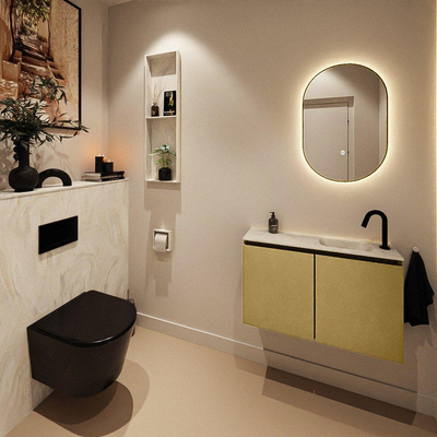 MONDIAZ TURE-DLUX Meuble toilette - 80cm - Oro - EDEN - vasque Ostra - position droite - 1 trou de robinet