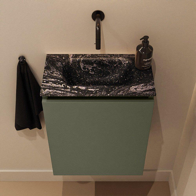 MONDIAZ TURE-DLUX meuble de toilettes 40 cm Army. Lavabo EDEN Lava position centrale. Sans trou de robinet.