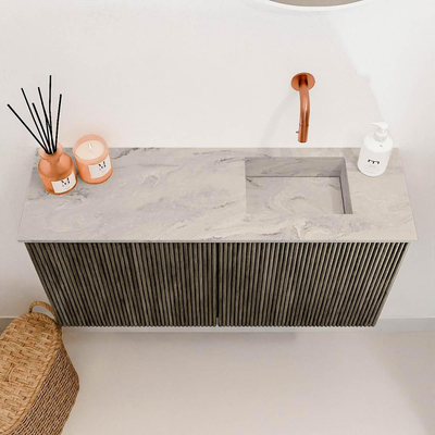 Mondiaz JOYA-DLUX 80cm toiletmeubel - kleur Shadow - Wastafel FAYE positie Rechts Zonder kraangat kleur Glace.