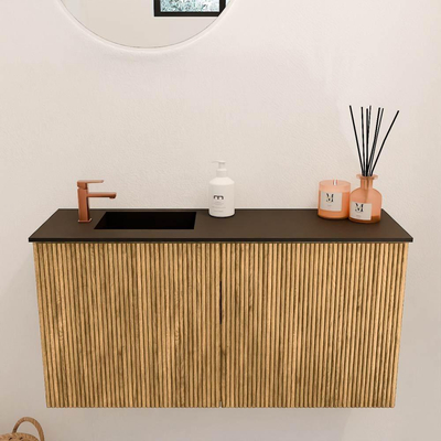 Mondiaz JOYA 80cm meuble de toilette - couleur Chêne - Vasque FAYE position Gauche 1 trou de robinet couleur Urban