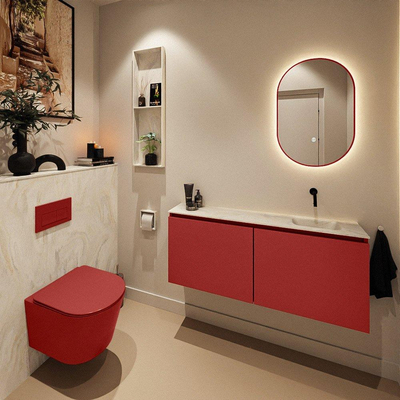 MONDIAZ TURE-DLUX 120cm toiletmeubel Fire. EDEN wastafel Ostra positie rechts. Zonder kraangat.