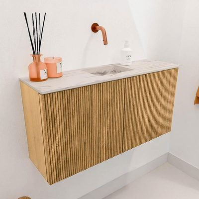 Mondiaz JOYA-DLUX Meuble de salle de bains 80cm - couleur Chêne - Vasque FAYE position Milieu Sans trou de robinet couleur Nata