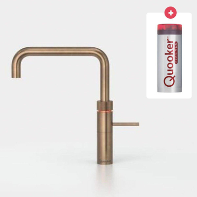 Quooker Fusion Square kokendwaterkraan - draaibare uitloop - PRO3 reservoir - Warm / kokend water - Messing Patina (Goud)