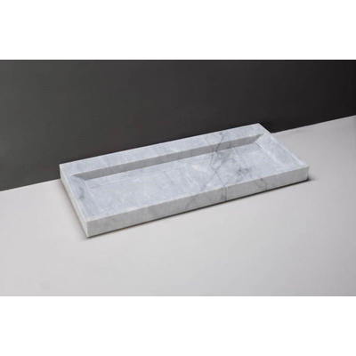 Forzalaqua Bellezza Lavabo 120.5x51.5x9cm rectangulaire 1 vasque 1 trou de robinet marbre Carrara poli