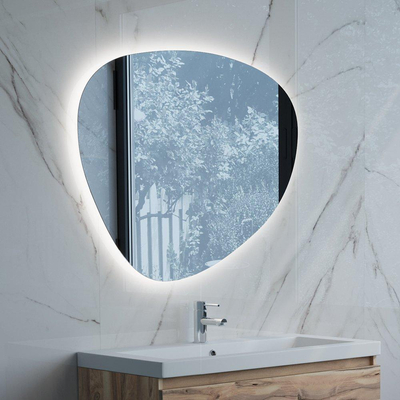 Saniclass Organic Spiegel asymetrisch 100x80cm met LED verlichting rondom dimbaar kleurfunctie en afstandsbediening