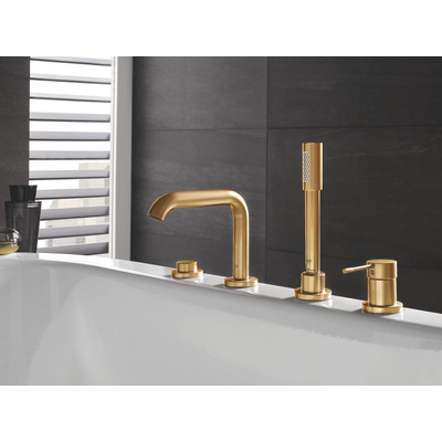 Grohe Essence New afbouwdeel voor 4-gats badrandcombinatie met omstel incl. baduitloop, handdouche en doucheslang 200cm brushed cool sunrise TWEEDEKANS