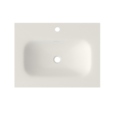 Saniclass Flow Meuble lavabo - 61x46x1.5cm - trop-plein - 1 vasque centrale - 1 trou de robinet - solid surface blanc mat