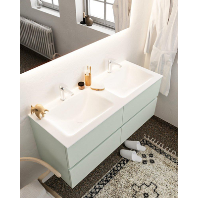 Mondiaz VICA ensemble de meuble de salle de bain - 120cm - meuble sous-vasque gris - 4 tiroirs - lavabo cloud double - 2 trous de robinet - miroir LED - version XL 60cm de haut