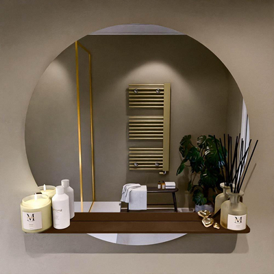 Mondiaz SPOT Badkamerspiegel - rond 90cm - spiegelplanchet - kleur Rust
