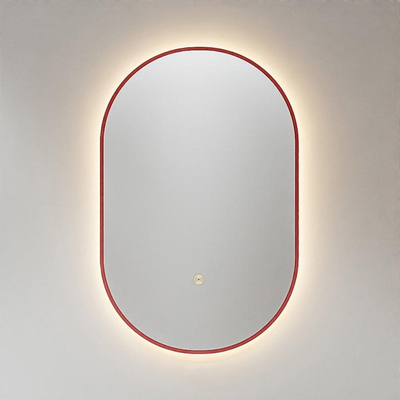 Mondiaz GLOW Miroir de salle de bains - Ovale - 45x90cm - Éclairage LED indirect - Capteur de mouvement - Fire (Rouge)