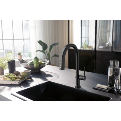 Hansgrohe Aqittura M91 SodaSystem 210, uittrekbare uitloop 1jetsBox, starter set mat zwart