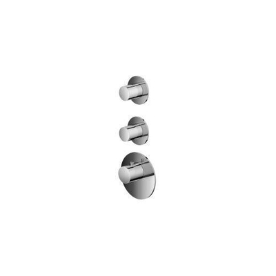 Hotbath Mate Afbouw deel Ext - 2 kr rond geb - geborsteld nikkel (RVS)