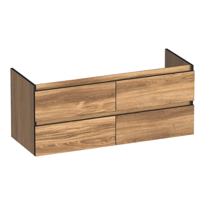 BRAUER Joy Edge wastafelonderkast 120 4 softclose lades - greeploos - 2 sifon uitsparingen - Honey