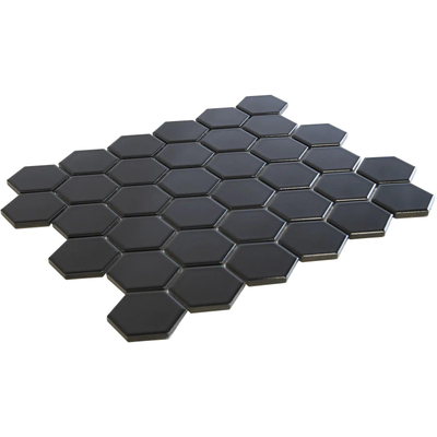 La Mosaic Factory Barcelona carreau mosaïque - 28,2x32,1cm - carrelage mural - Hexagone - Porcelaine Noir Brillant