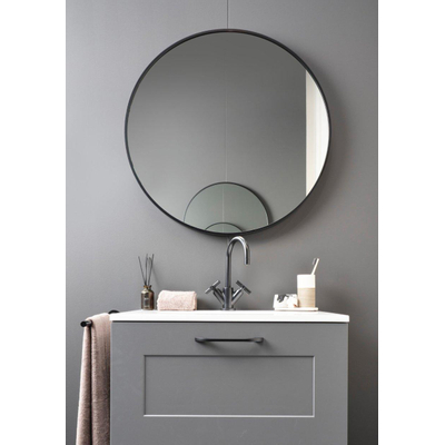 Nemo Spring Circolare spiegel - rond - kader: - 60x60cm rondkader - zwart