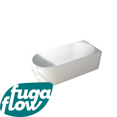 FugaFlow Eccelente Anta half vrijstaand hoekbad - ribbel - rechts - 170x80x58cm - met afvoer - acryl - mat wit