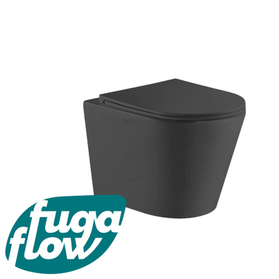 Fugaflow Pack WC suspendu - à fond creux - sans bride - 36.3x51.7cm - siège softclose - noir mat