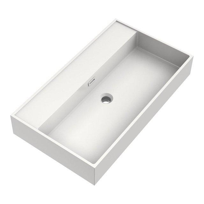 BRAUER Inspire Badkamermeubelset - 80x46x57cm - 2 lades - greeploos - softclose - mineraalmarmer wastafel - zonder kraangat - zijdeglans wit - lamellen eiken zwart SHOWROOMMODEL