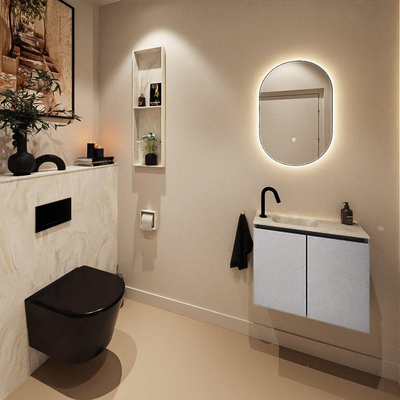 MONDIAZ TURE-DLUX 60cm toiletmeubel Plata. EDEN wastafel Ostra positie links. Met 1 kraangat.