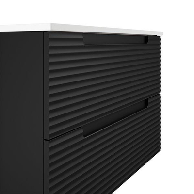 Saniclass Prime Balance Meuble sous lavabo - 60x55x44.9cm - 2 tiroirs - Poignée intégrée - MDF - noir mat