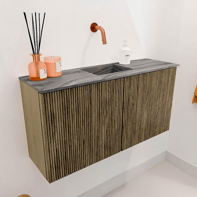 Mondiaz JOYA-DLUX 80cm meuble de toilette - couleur Dusk - Vasque FAYE position Milieu Sans trou de robinet couleur Sombra.