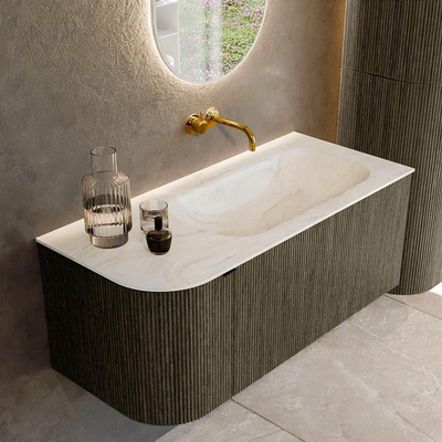 Mondiaz KURVE-DLUX Ensemble de meubles de salle de bains - 105x46x40cm - 1 tiroir - 1 porte - lavabo solid surface - droit - sans trou de robinet - Shadow