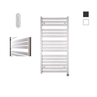Sanicare HVS - Moda Elektrische Radiator - 120x60cm - 876W - met afstandsbediening - thermostaat - chroom - rechtsonder - mat wit